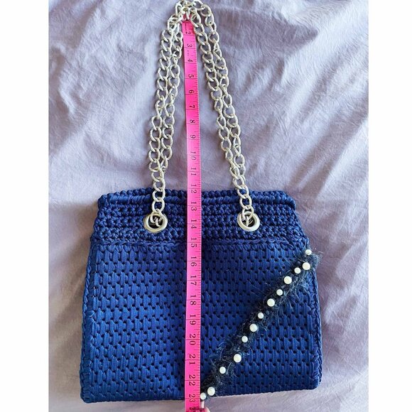Navy Blue Crochet shoulder bag - Picture 9 of 10
